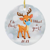 Oh Deer Was für ein Jahr 2021 Keramik Ornament (Hinten)