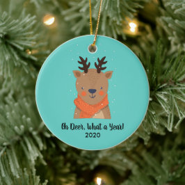 Oh Deer, was für ein Jahr, Funny 2020 Weihnachtsba Keramik Ornament
