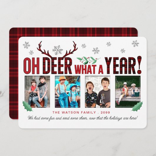 Oh DEER Was für ein Jahr Spaß Weihnachten Tartan 4 (Vorne/Hinten)