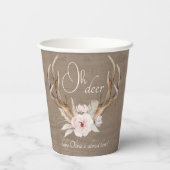 Oh Deer Watercolor Babydusche Papiertuchhalter Pappbecher (Rückseite)