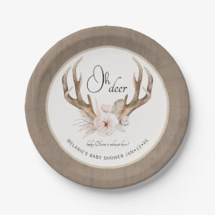 Oh Deer Watercolor Babydusche Pappteller
