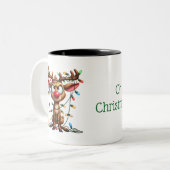 Oh, Deer! Weihnachten ist hier! Mug Zweifarbige Tasse (Vorderseite Links)