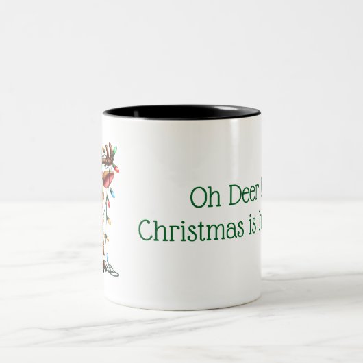 Oh, Deer! Weihnachten ist hier! Mug Zweifarbige Tasse (Mittel)