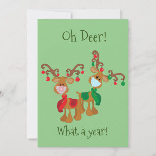 OH Deer Weihnachts-Rentier-Gesichtsmaske 2021 Feiertagskarte