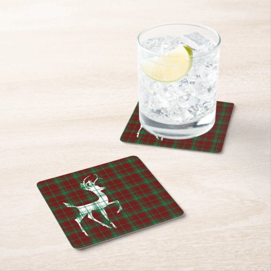 Oh, Deer! WeihnachtsKariert Rechteckiger Pappuntersetzer (Vor Ort)