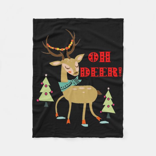 Oh, Deer! Weihnachtswild mit Baumgeschenk Fleecedecke (Vorderseite)
