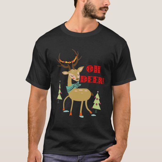 Oh, Deer! Weihnachtswild mit Baumgeschenk T-Shirt (Vorderseite)