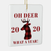Oh Deer What a Year 2020 Buffalo Kariert Keramikornament (Rechts)