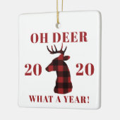 Oh Deer What a Year 2020 Buffalo Kariert Keramikornament (Links)