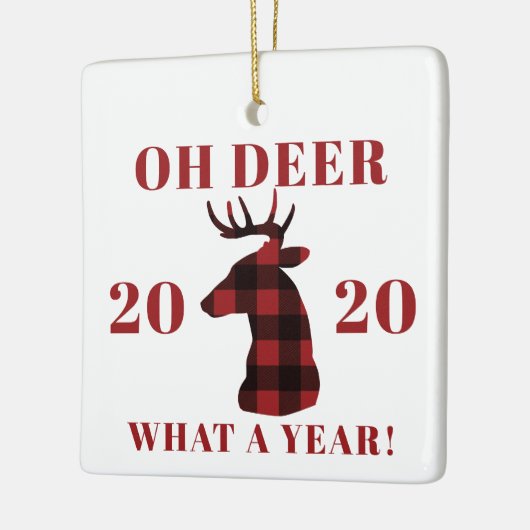 Oh Deer What a Year 2020 Buffalo Kariert Keramikornament (Links)