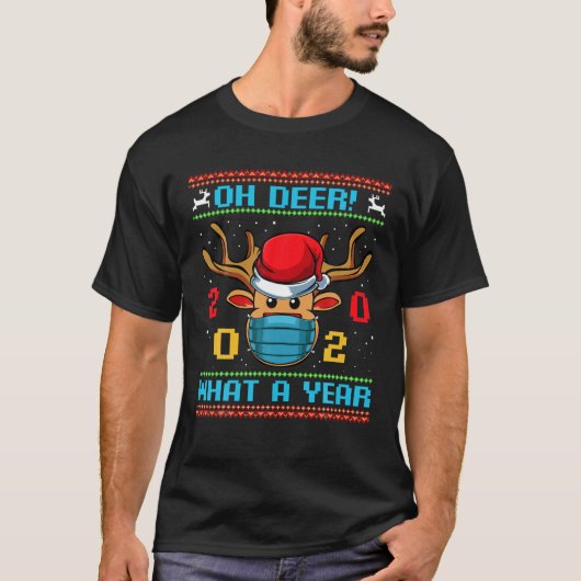 Oh Deer What A Year 2020 Frohe Weihnachten Weihnac T-Shirt (Vorderseite)