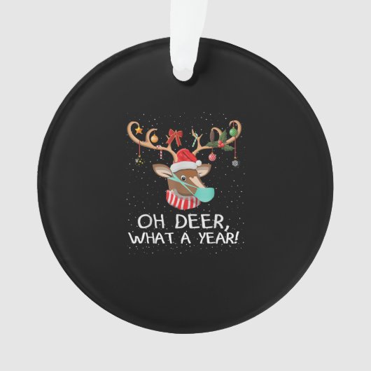Oh Deer What a Year Christmas Family Style Ornament (Vorderseite)
