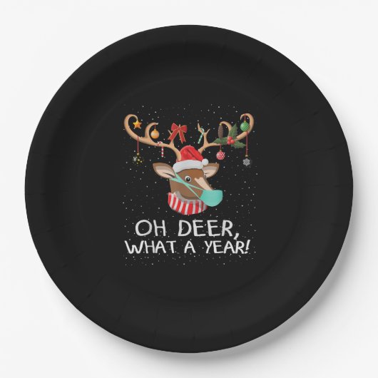 Oh Deer What a Year Christmas Family Style Pappteller (Vorderseite)