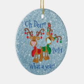 Oh Deer What a Year Christmas Glitzer 2020 Keramik Ornament (Rechts)