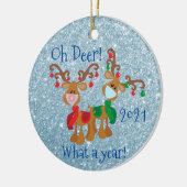 Oh Deer What a Year Christmas Glitzer 2020 Keramik Ornament (Links)