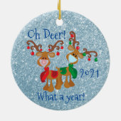 Oh Deer What a Year Christmas Glitzer 2020 Keramik Ornament (Hinten)