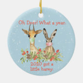Oh Deer What a Year Christmas Pandemic 2020 Keramik Ornament (Hinten)