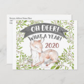 Oh Deer What a Year Funny 2020 Woodland Weihnachte Postkarte (Vorne/Hinten)