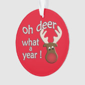 Oh Deer What a Year Rentierweihnachtsfest Ornament (Vorderseite)
