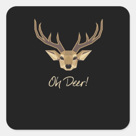 Oh Deer Whimsical Artistic Expression Quadratischer Aufkleber (Vorderseite)