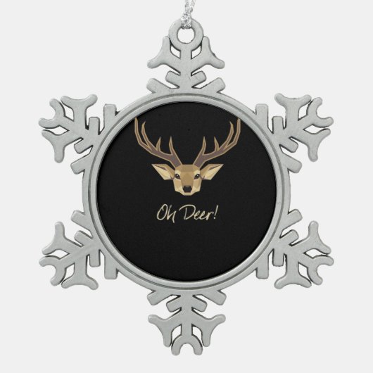 Oh Deer Whimsical Artistic Expression Schneeflocken Zinn-Ornament (Vorderseite)