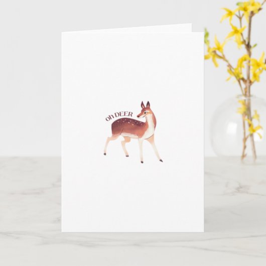 Oh Deer Whimsical Creative DesFolded Greeting Card Karte (Gelbe Blume)