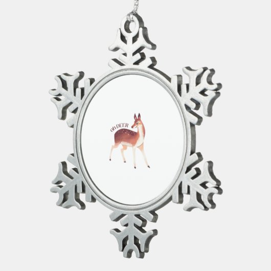 Oh Deer Whimsical Creative Design Schneeflocken Zinn-Ornament (Rechts)