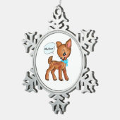 Oh Deer Whimsical Forest Vibe Schneeflocken Zinn-Ornament (Rechts)