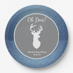 Oh Deer White Buck Custom Denim Gray Party Teller