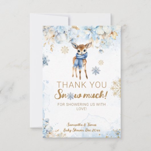 Oh Deer Winter Baby Boy Dusche Dankeskarte (Vorderseite)