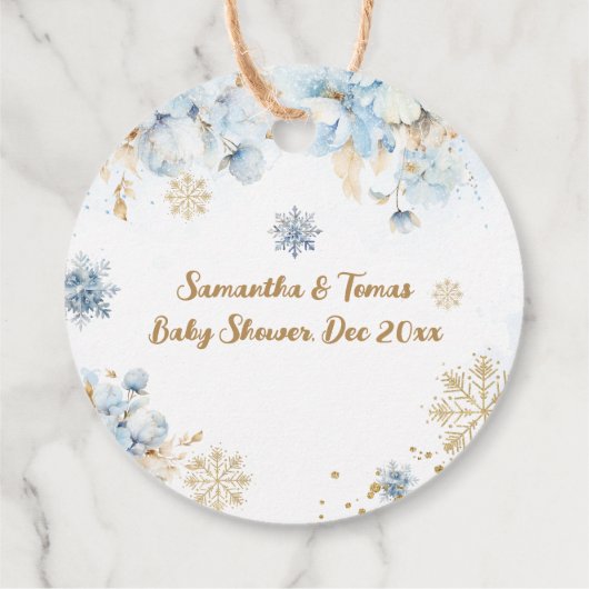 Oh Deer Winter Baby Boy Dusche Geschenkanhänger (Rückseite)