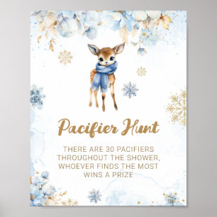 Oh Deer Winter Baby Boy Dusche Schnuller Jagd Spie Poster