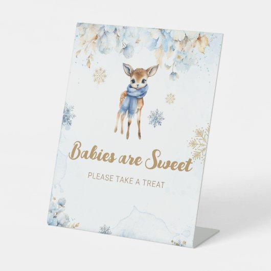 Oh Deer Winter Baby Boy Dusche Sweet Leckerei Sockelschild (Vorderseite)