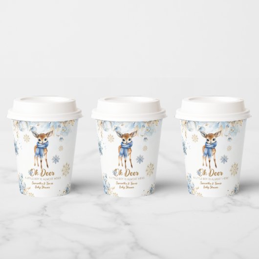 Oh Deer Winter Baby Boy Dusche Willkommen Pappbecher (Multi)
