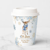 Oh Deer Winter Baby Boy Dusche Willkommen Pappbecher (Rückseite)