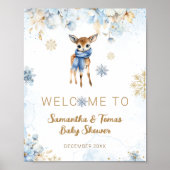 Oh Deer Winter Baby Boy Dusche Willkommen Poster (Vorne)