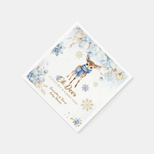 Oh Deer Winter Baby Boy Dusche Willkommen Serviette (Ecke)