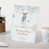 Oh Deer Winter Baby Boy Dusche Willkommen Sockelschild (In SItu)