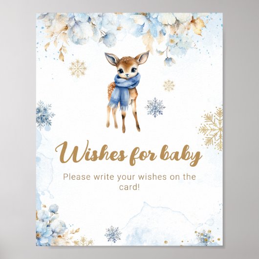 Oh Deer Winter Baby Boy Dusche wünscht Spiel Poster (Vorne)