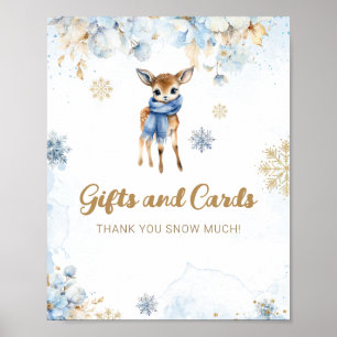 Oh Deer Winter Baby Boy Duschkarte Poster