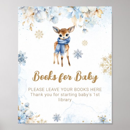 Oh Deer Winter Baby Boy Shower Books Poster (Vorne)