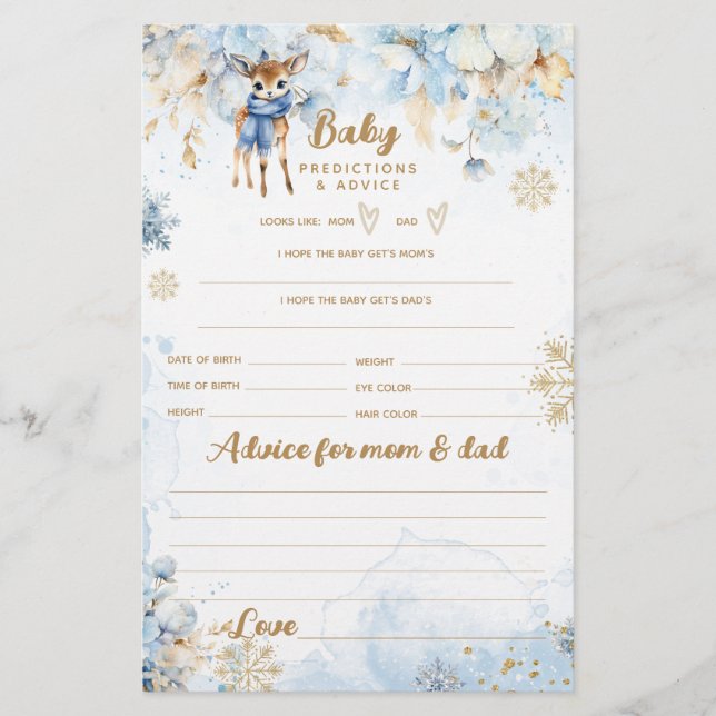 Oh Deer Winter Baby Boy Shower Game (Vorderseite)