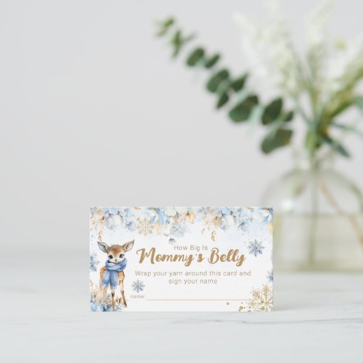 Oh Deer Winter Baby Boy Shower Mommy's Bengy Game Begleitkarte (Stehend Vorderseite)