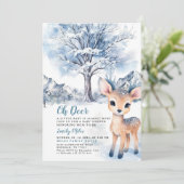 Oh Deer Winter Baby Dusche Einladung (Stehend Vorderseite)