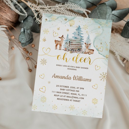 Oh Deer Winter Baby Dusche Einladung