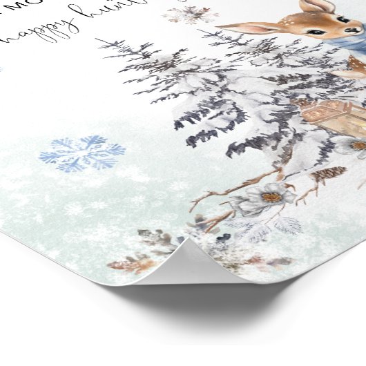 Oh Deer Winter Baby Dusche Schnuller Jagdspiel Poster (Ecke)