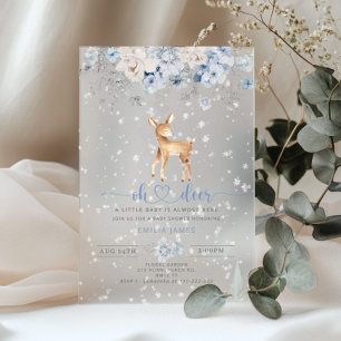 Oh Deer Winter blauer Schnee Bogen Baby Shower Acryleinladungen
