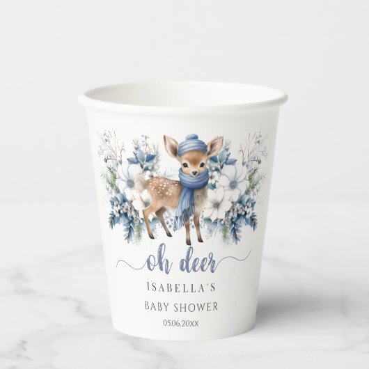 Oh Deer Winter Boy Baby Dusche Pappbecher (Vorderseite)