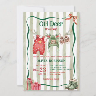 Oh Deer Winter Clothesline Baby Shower Einladung
