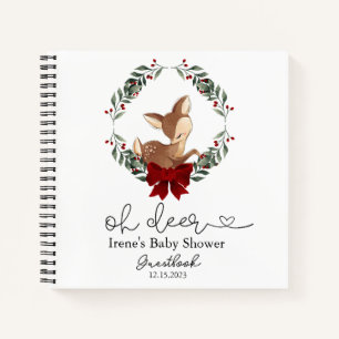 Oh Deer Winter Greenery Baby Shower Gästebuch Notizblock